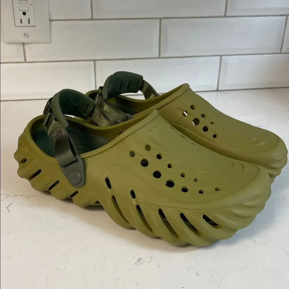 Crocs Echo Clogs 'Olive Green' Mens Size 8 Worn 3-4 Times